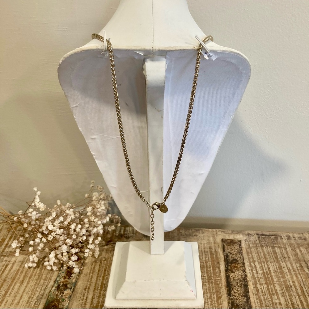 WHBM Gold Tone Tassel and Chain Necklace Faux Crystals Faux Pearls Long - Picture 5 of 13